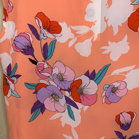 CANDIES Blouse Peach Purple PINTUCK SHELL Floral Popover V-Neck NWT Medium - Picture 7 of 12